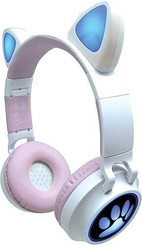 Lexibook - Auriculares inalámbricos recargables 2 en 1 con luces - Sonido estéreo, inalámbrico con cable, plegable, ajustable, luces LED - HPBTKT