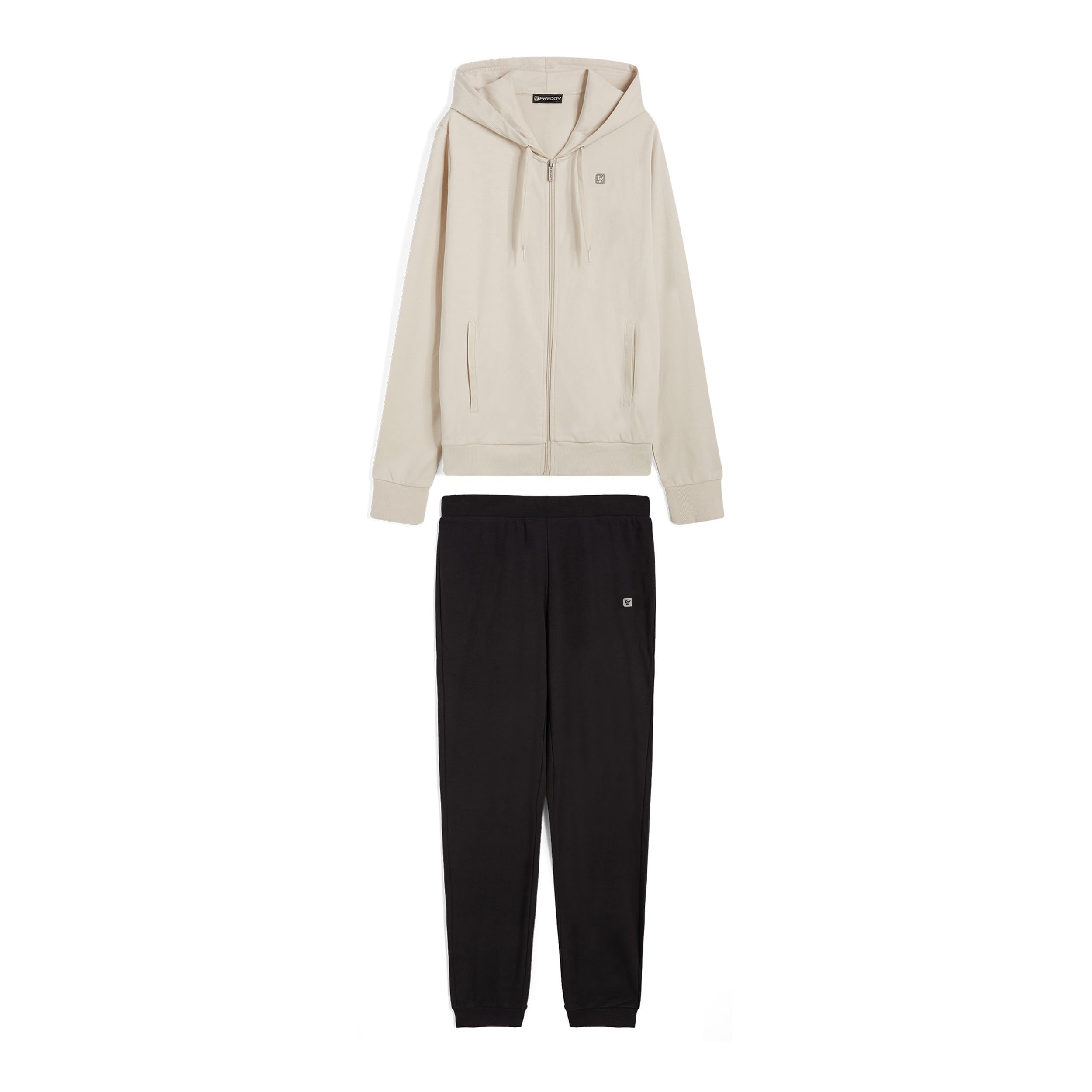 FREDDY - Tuta Donna Completa Sportiva in Cotone, Felpa con Cappuccio e Pantaloni Tuta, Regular Fit