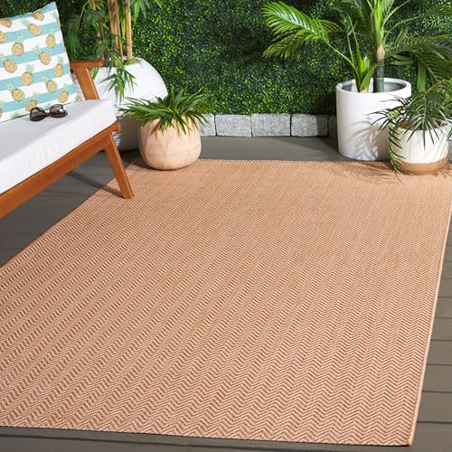SAFAVIEH Washable Rug Outdoor Courtyard Collection - 4' Square, Natural