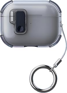 Next Store Hard Protective Case Compatible with AirPods 4, Shockproof Cover with Safety Lock and Carabiner Lanyard for Easy Carrying (Grey)