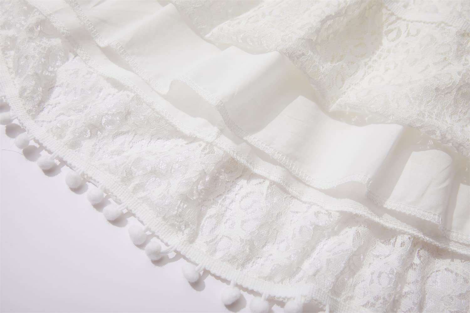 Ragazza abito da festa bendaggio indietro bambino vestito bambino in pizzo schiena scoperta fiocco pompon svolazzanti maniche abiti da principessa