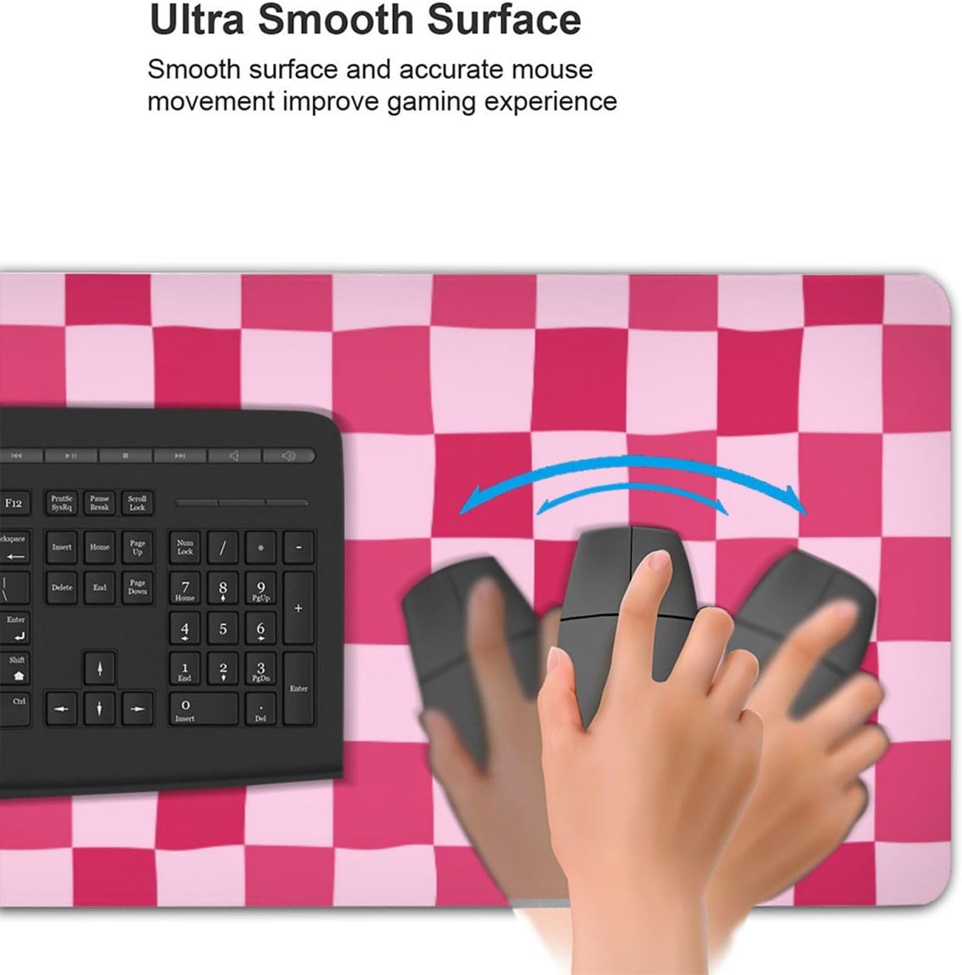 Pink Purple Checkerboard Mouse Pad Large Desk Mat for Keyboard and Mouse Non-Slip Gaming Mousepad Office Desk Accessories for Computer 35.4x15.7Inch - Image 6