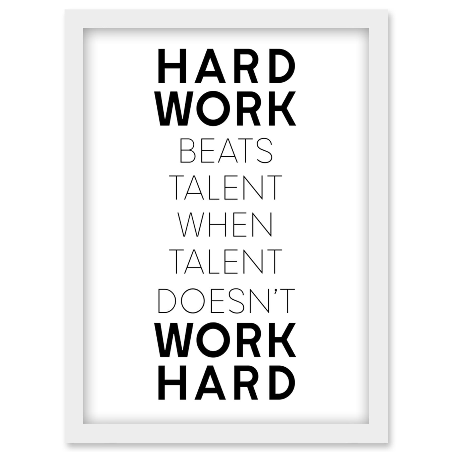 Artery8 Gym Motivation Hard Work Beats Talent Inspirational Exercise Wall Art Artwork Framed Wall Art Print A4