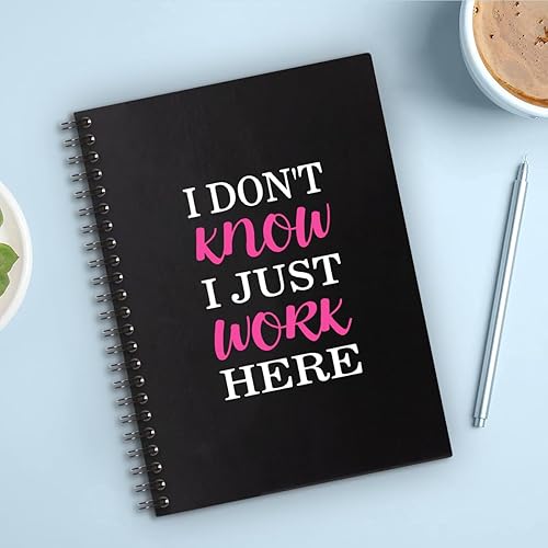 Miniatura 4 de QYUVK Cuadernos en espiral en blanco de tapa dura con texto en inglés "I Don't Know I Just Work", divertidos regalos administrativos profesionales