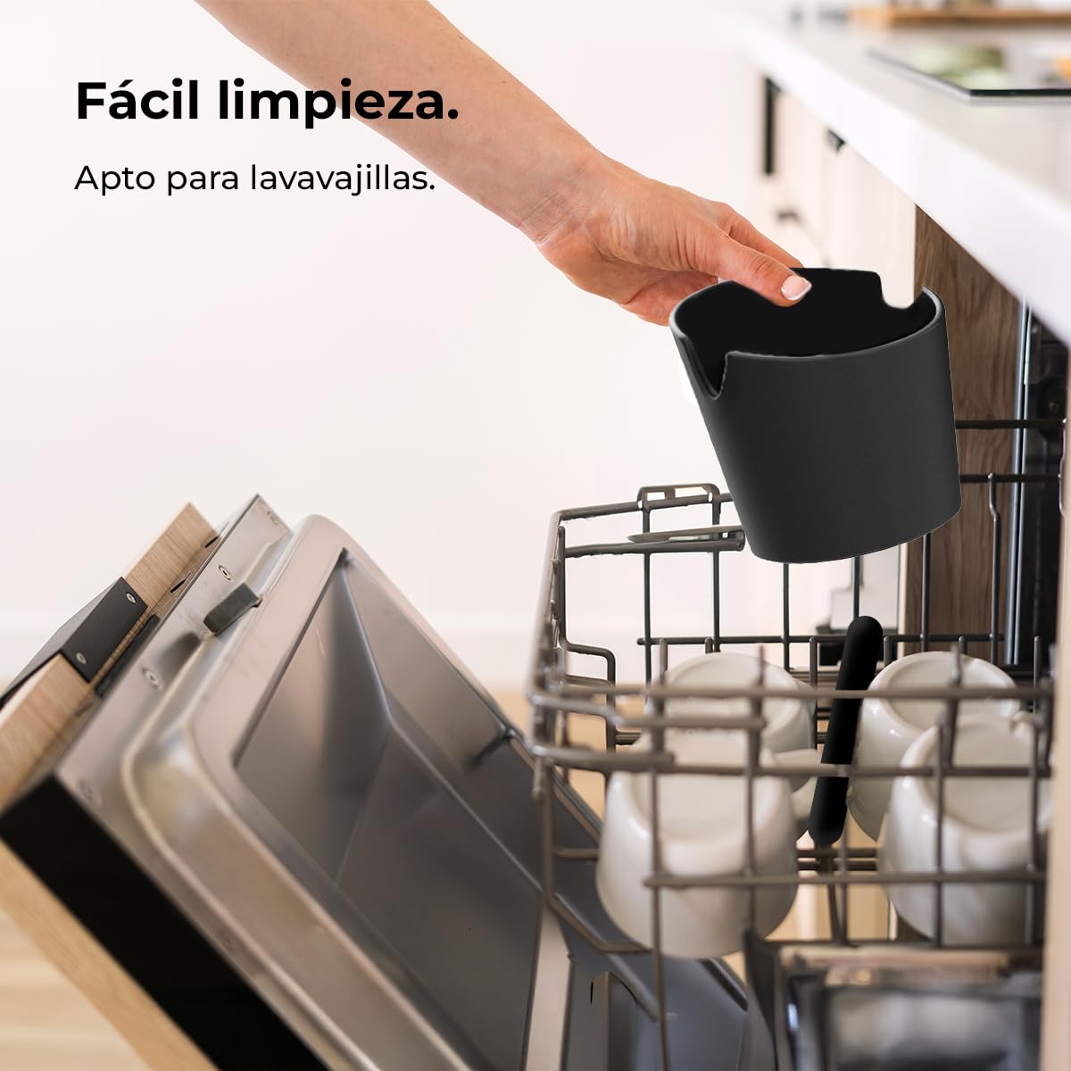 Cecotec Contenitore per fondi di caffè da 1,2 l Baristeo Throw&Away Large. Compatto, dimensioni: 15 x 13 x 15 cm, design ergonomico, materiale ABS, barra di battuta metallica con gomma, base