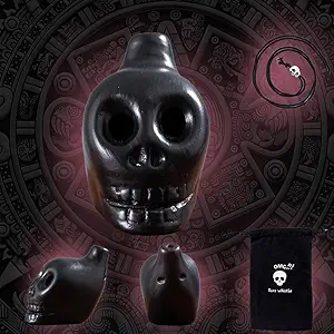 Spooky Aztec Death Skull Scream Whistle, Halloween Creepy Gift High Decibels Sounding Aztec Whistle (Black01)