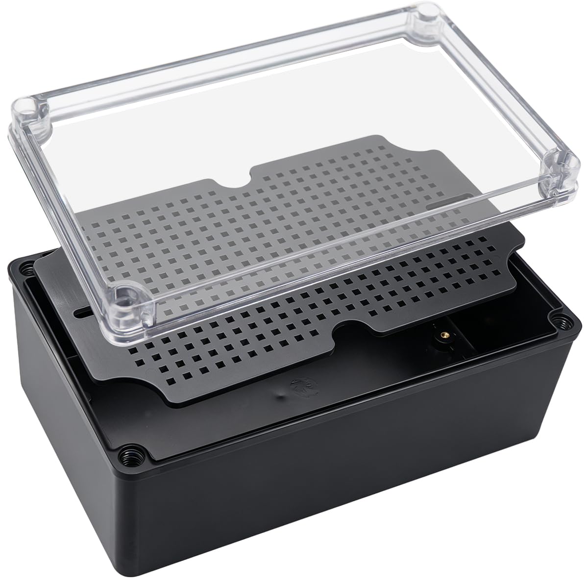 Junction Box,IP67 Waterproof ABS Black Project Box Clear Cover with Mounting Plate Electrical Box Enclosure for Outside Electronics 9.8 x 5.9 x 3.9inch(250x150x100mm)