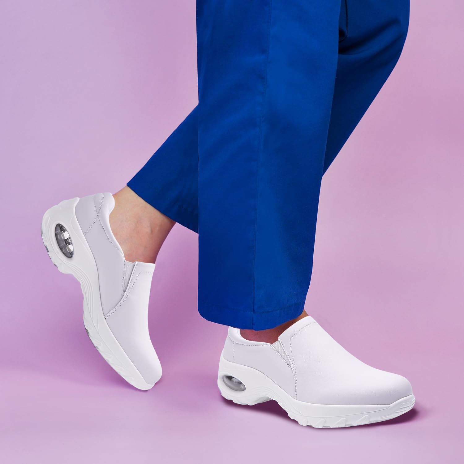 MXIKOCI Women's Nursing Shoes Slip On Lightweight Slip Resistant Comfort Non Slip Waterproof Food Service Work Shoes White US 6.5