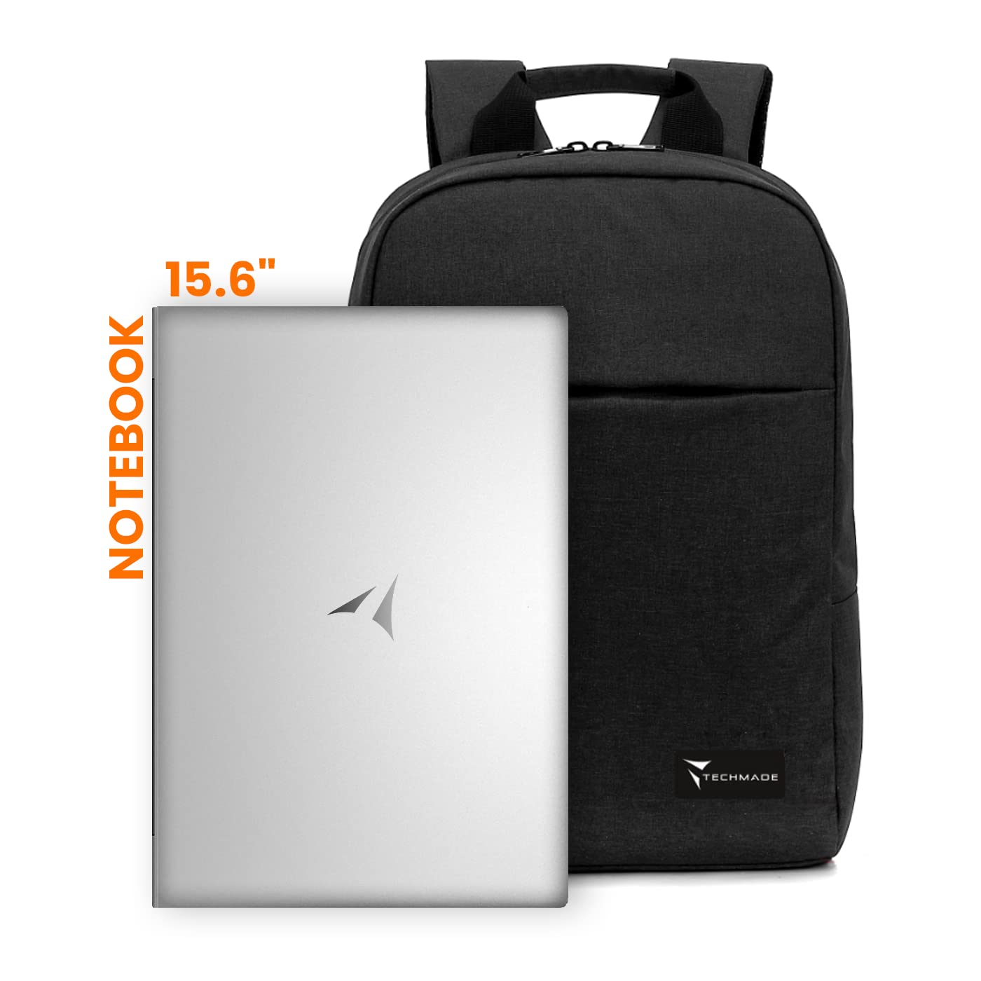 TECHMADE Zaino Tasca Protettiva dedicata per PC Notebook e Tablet fino a 15.6", Elegante, Leggero e Resistente, Tessuto Impermeabile, Spallacci Imbottiti
