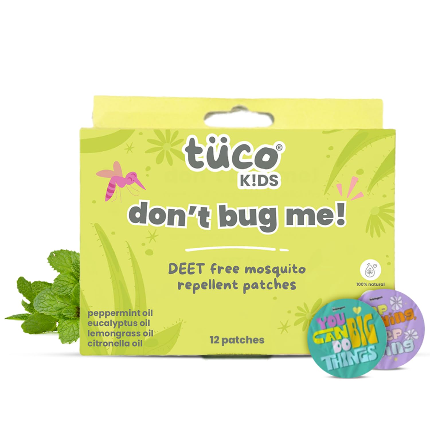 Kids Don't Bug Me Mosquito Repellent Patches | With Eucalyptus, LemonGrass and Citronella Protects from Dengue, Malaria, Chikunguniya | 100% Natural with 12 hr. Protection | Age 0-10 Years |12 pcs