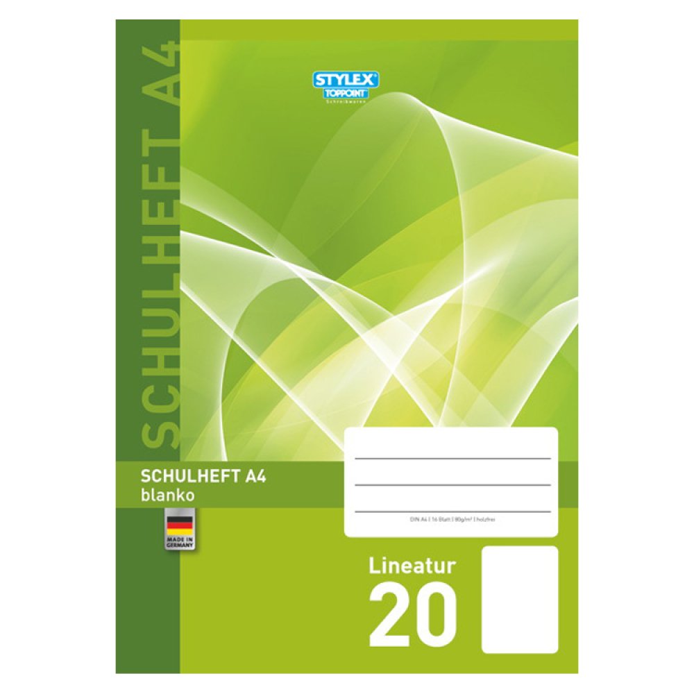 5 Staufen Schulhefte A4 Blanko – Lineatur 20, 16 Blatt, Weiß, 80 G/m², Made In Germany