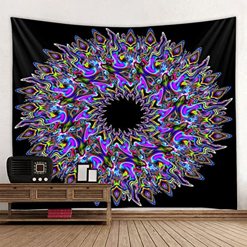 Bunte geometrische Wandteppich Fraktalkunst Böhmische Mandala Wandbehang psychedelische Heimtextilien Decke A7 130x150cm – Bild 3