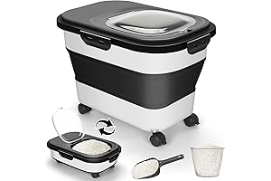 Rice Storage Container, 20-30Lbs Airtight Large Dog Food Storage Container with Wheels