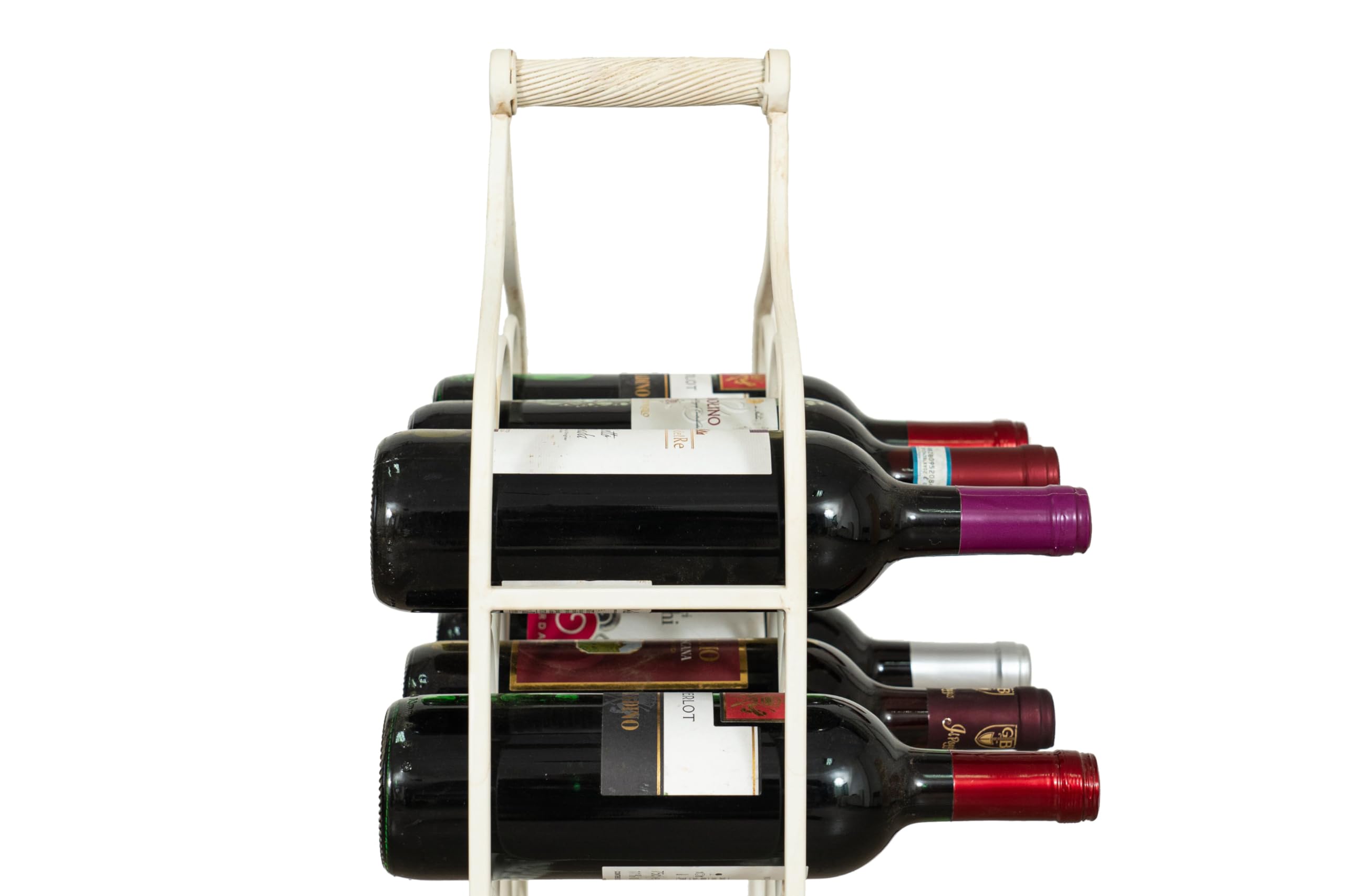 Biscottini Portabottiglie Vino in Ferro 36x16x106 - Portavini - Porta Bottiglie Vino in Metallo Capienza 24 Bottiglie - Cantinetta Vino Finitura Bianca antica - Espositore - Portabottiglie Cucina Bar