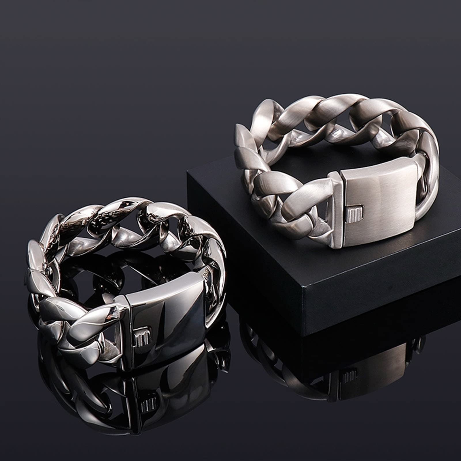 Bracelet Homme Personnalisé Argent， Bijoux Bracelet Homme Chaîne Épaisse Tressée Acier Inoxydable Bracelets Jonc