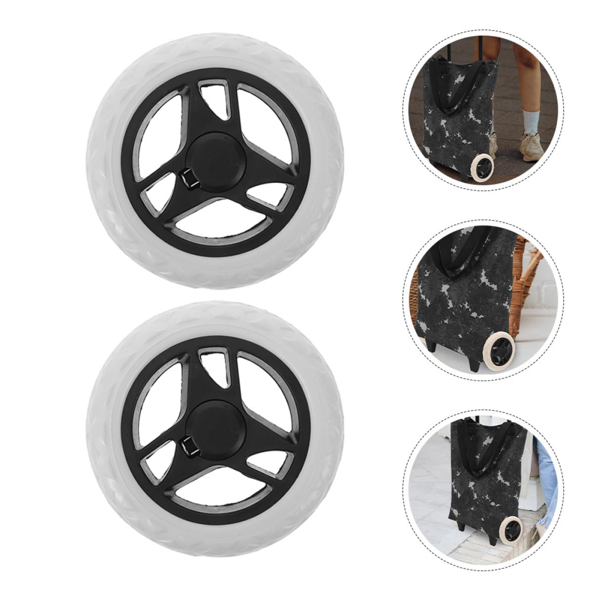 Garneck 4pcs Roues de Chariot Pliables en Plastique pour Caddie de Courses, Roues Pivotantes Polyvalentes Faciles à Transporter, Adaptées aux Supermarchés