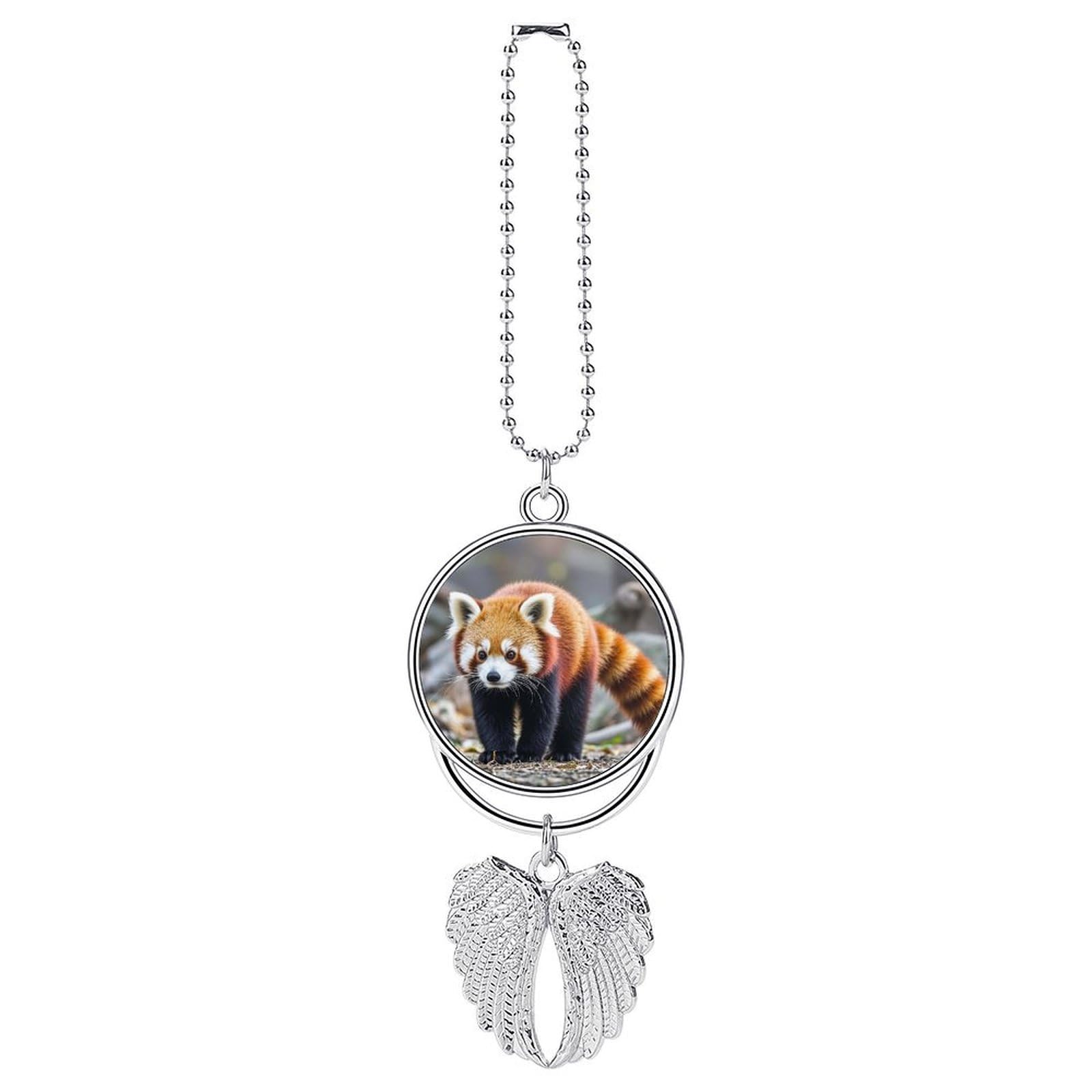 Little Red Panda Animal Car Charm Alloy Car Rear View Mirrors Hanging Ornaments Stylish Car Pendant Funny Auto Hanging Accessories Car Hanging Ornaments Gift for Women Men