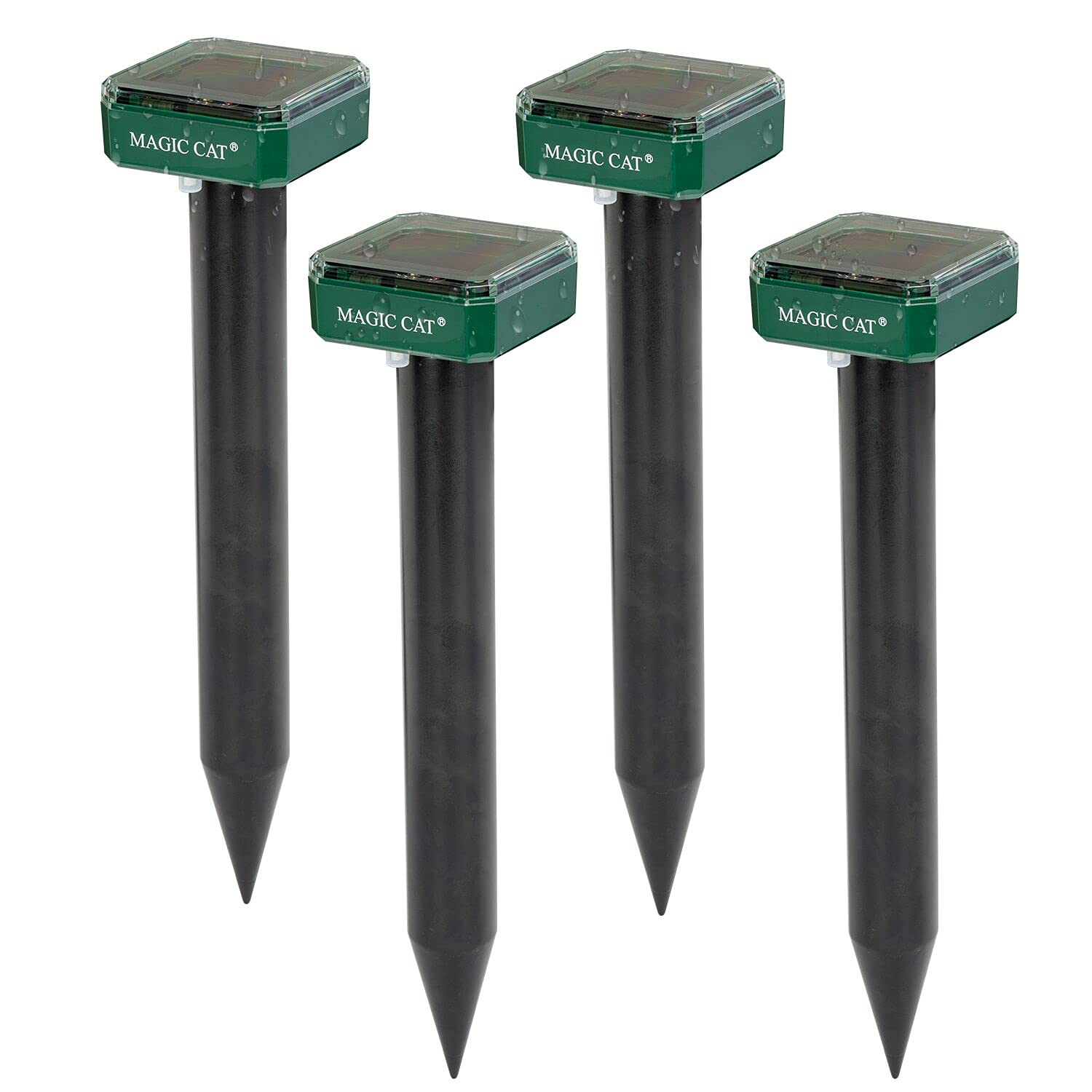 MAGIC CAT Solar Mole Repellent, 4 Pack Ultrasonic & Solar Powered Gopher Repellent, Waterproof Sonic Groundhog Repeller Rodent Gopher Deterrent Vole Chaser for Lawn, Yard & Garden of Outdoor Use