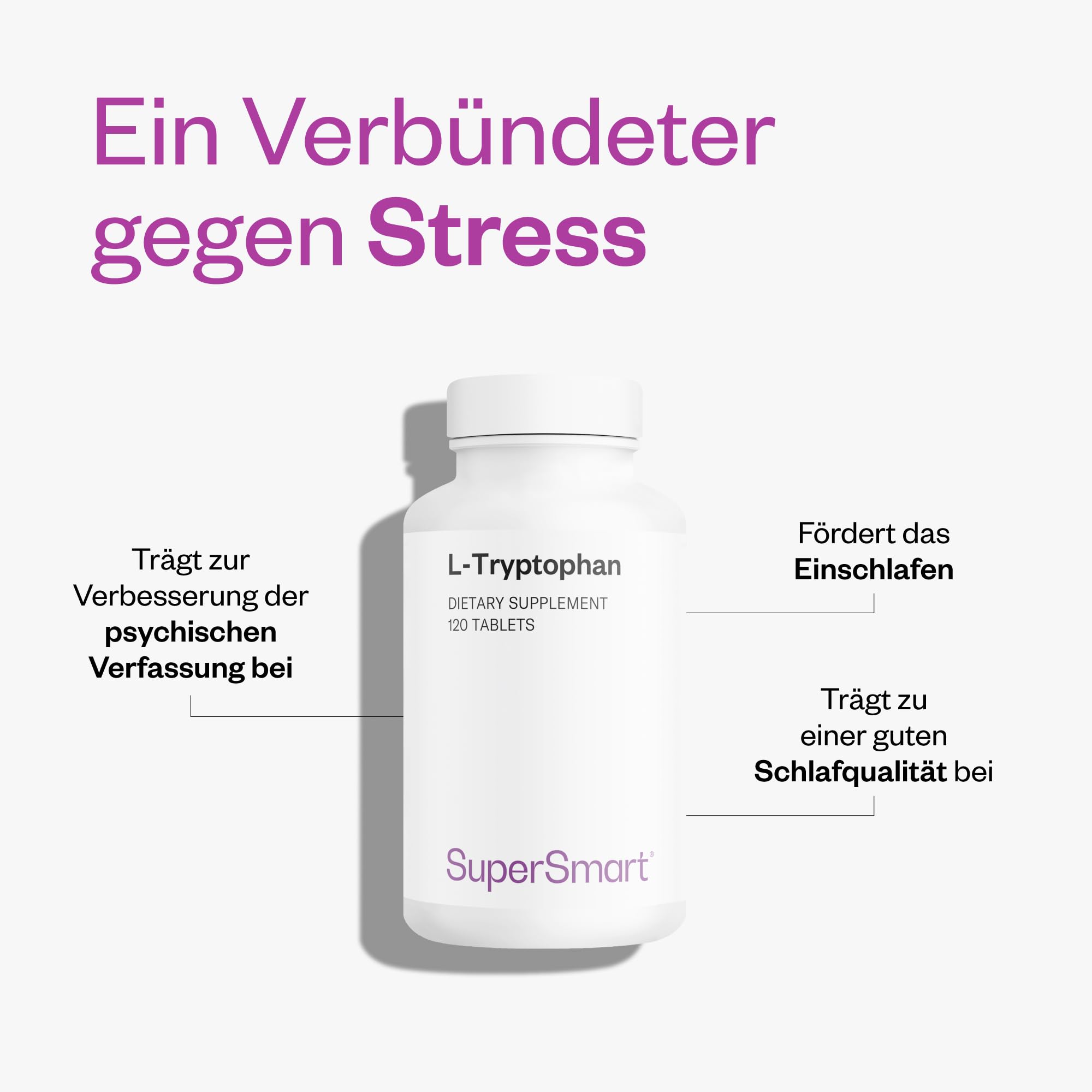 L-Tryptophan - Aminosäure natürlichen Ursprungs - Glutenfrei - SuperSmart