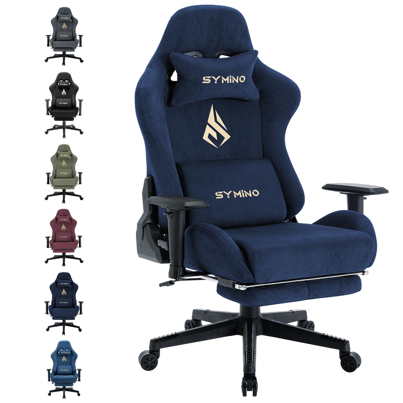 Symino Gaming Stuhl, Atmungsaktiver Bürostuhl aus Wildlederimitat Stoff | So Weich Wie Pelz, Ergonomischer PC-Stuhl, Verstellbarer und Drehbarer Schreibtischstuhl mit Fußstütze