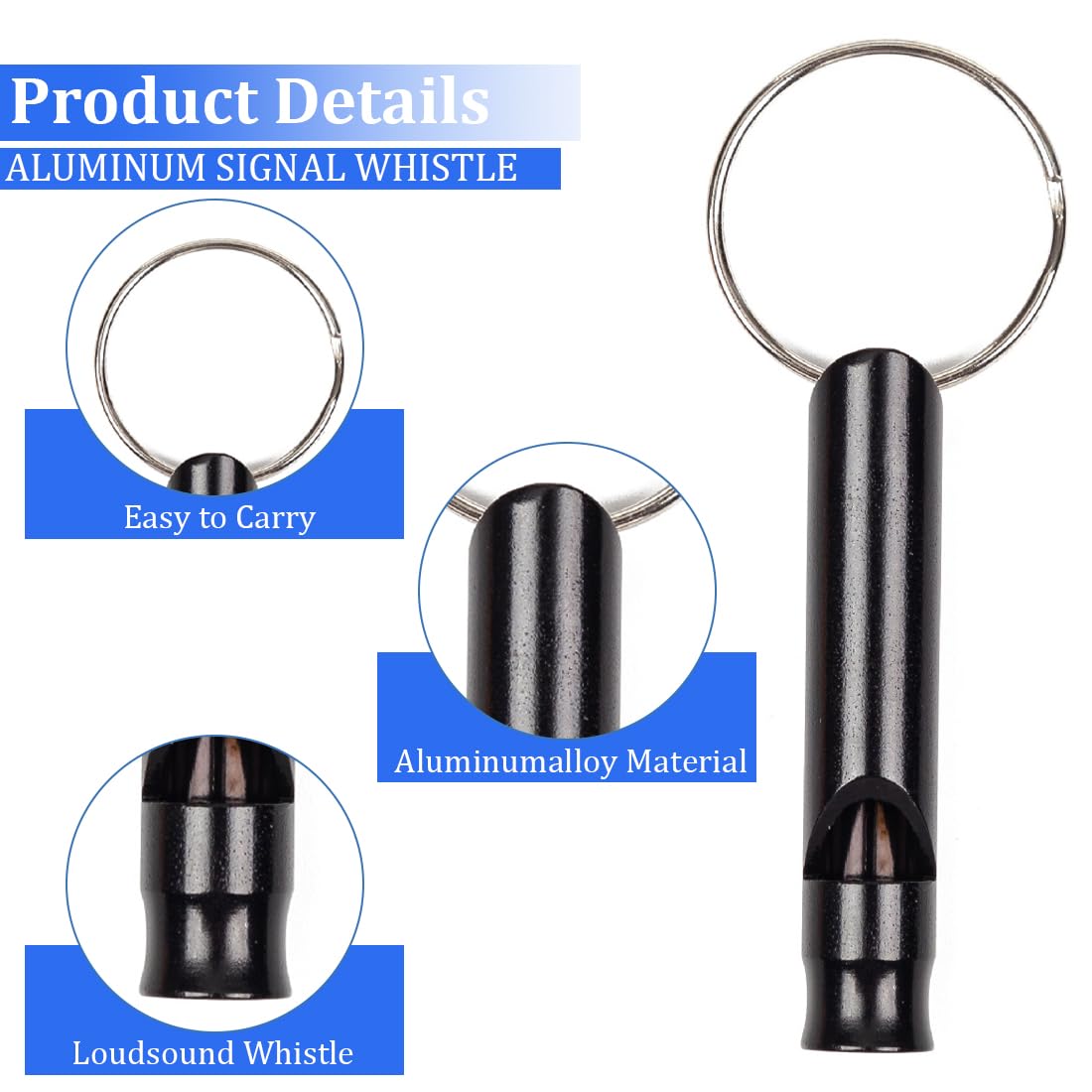 7 Sifflets De Survie XKSOCT En Aluminium - Sifflet D'Urgence Puissant Pour Camping, Randonnée | Porte-Clés Inclus