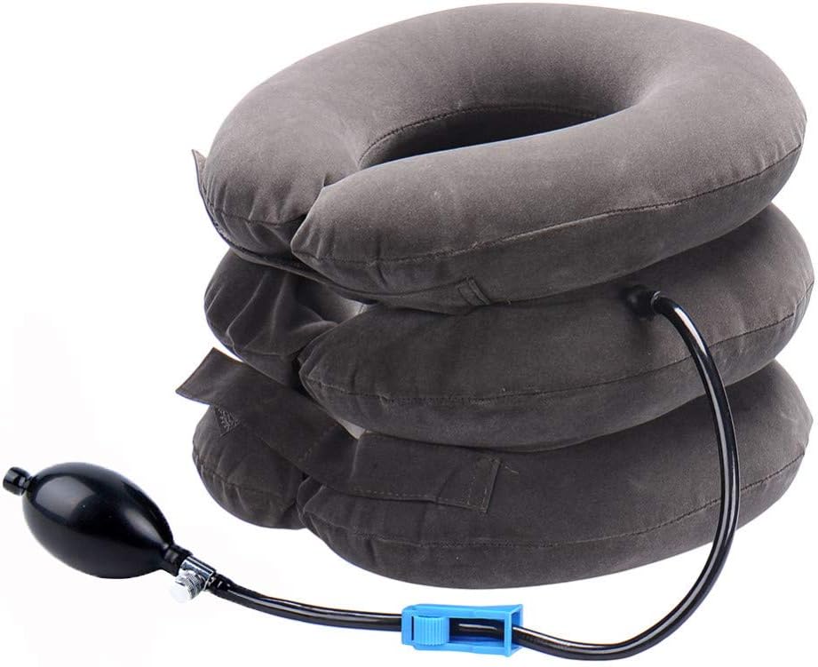 Cervical Neck Traction Inflatable Neck Stretcher, Easy to Use for Chronic Neck and Shoulder Pain Relief, Neck Cervical Brace (Grey)