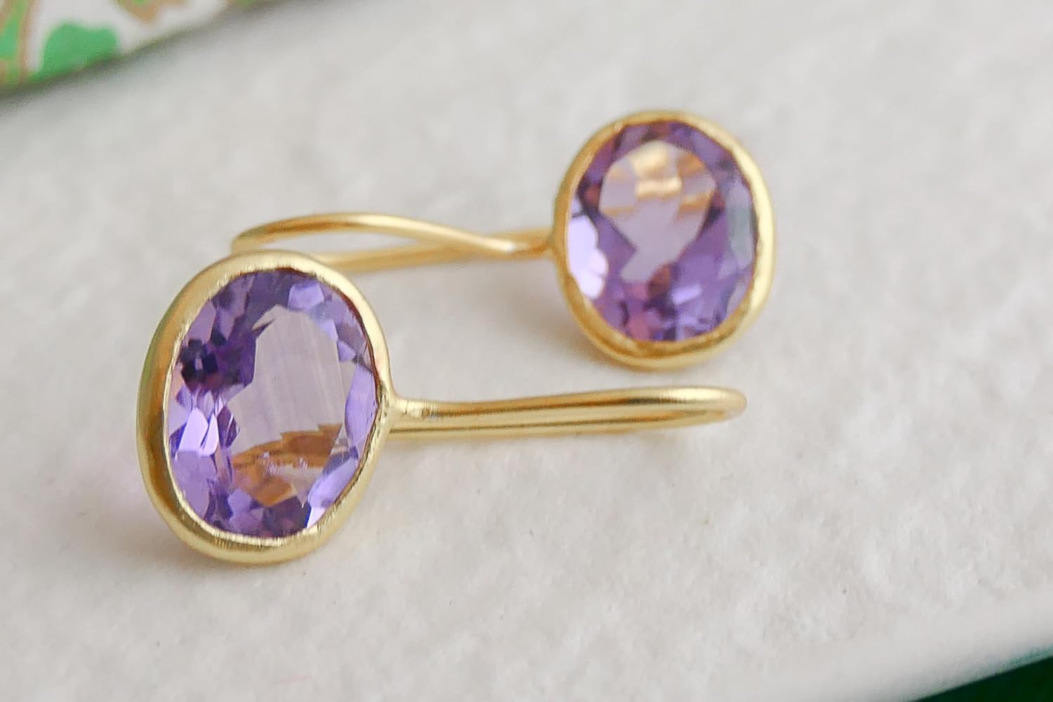 Citrine Gold Plated Sterling Silver Drop Earrings - Natural Gem Gemstone - Handmade Jewelry Gift Ideas for Her Women - Birthday Christmas Gift - Valentine's Day - Yellow Stone - Image 6