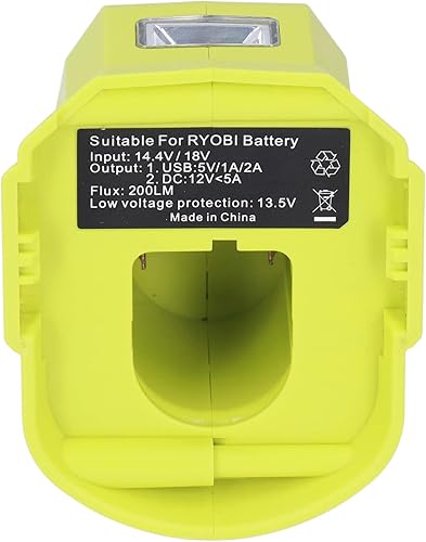 Adaptador de batería de 18 V, convertidor de adaptador de batería de iones de litio, puertos USB duales con luces LED para Ryobi P743 18 V 14.4 V,