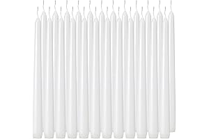 24-Pack Tall White Taper Candles in Bulk