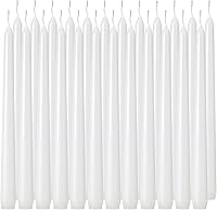 Tuyai 24 Pack 10 Inch White Dripless Taper Candles - Unscented Smokeless Paraffin Wax Dinner Candles, 8 Hour Burn