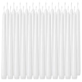 Tuyai 24 Pack Tall White Taper Candles&comma; 10 inch &lpar;H&rpar; Dripless&comma; Unscented Dinner Candle&comma; Smokeless Taper Candles&comma; Paraffin Wax with Cotton Wicks&comma; 8 Hours Burn Time