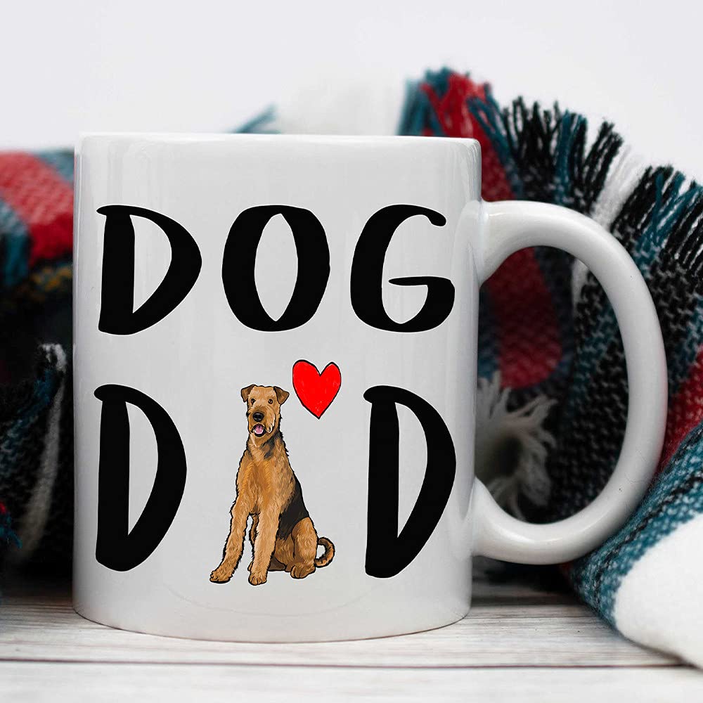 SNV Airedale Terrier Mug, Dog Coffee Mug, Dog Dad Mug, Airedale Terrier Dad, Airedale Terrier Dog, Airedale Dad Mug, Dog Mug, Coffee Mug White 15 OZ