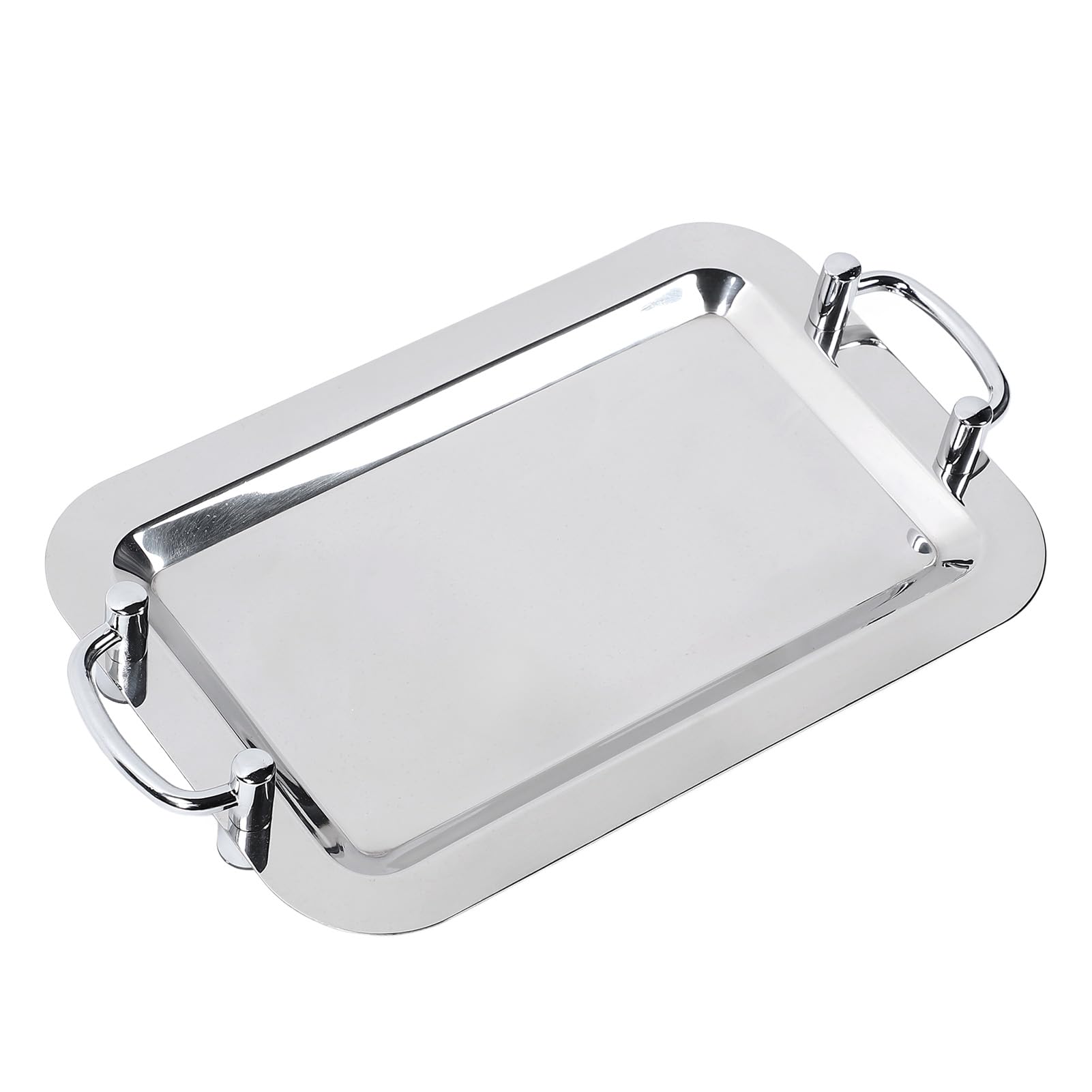 Platos de Buffet de Acero Inoxidable, Bandeja para Servir con Acabado de Espejo, Bandeja Organizadora con Asa, Ideal para Hoteles, Restaurantes y Recepciones de Bodas (Rectangular (Largo