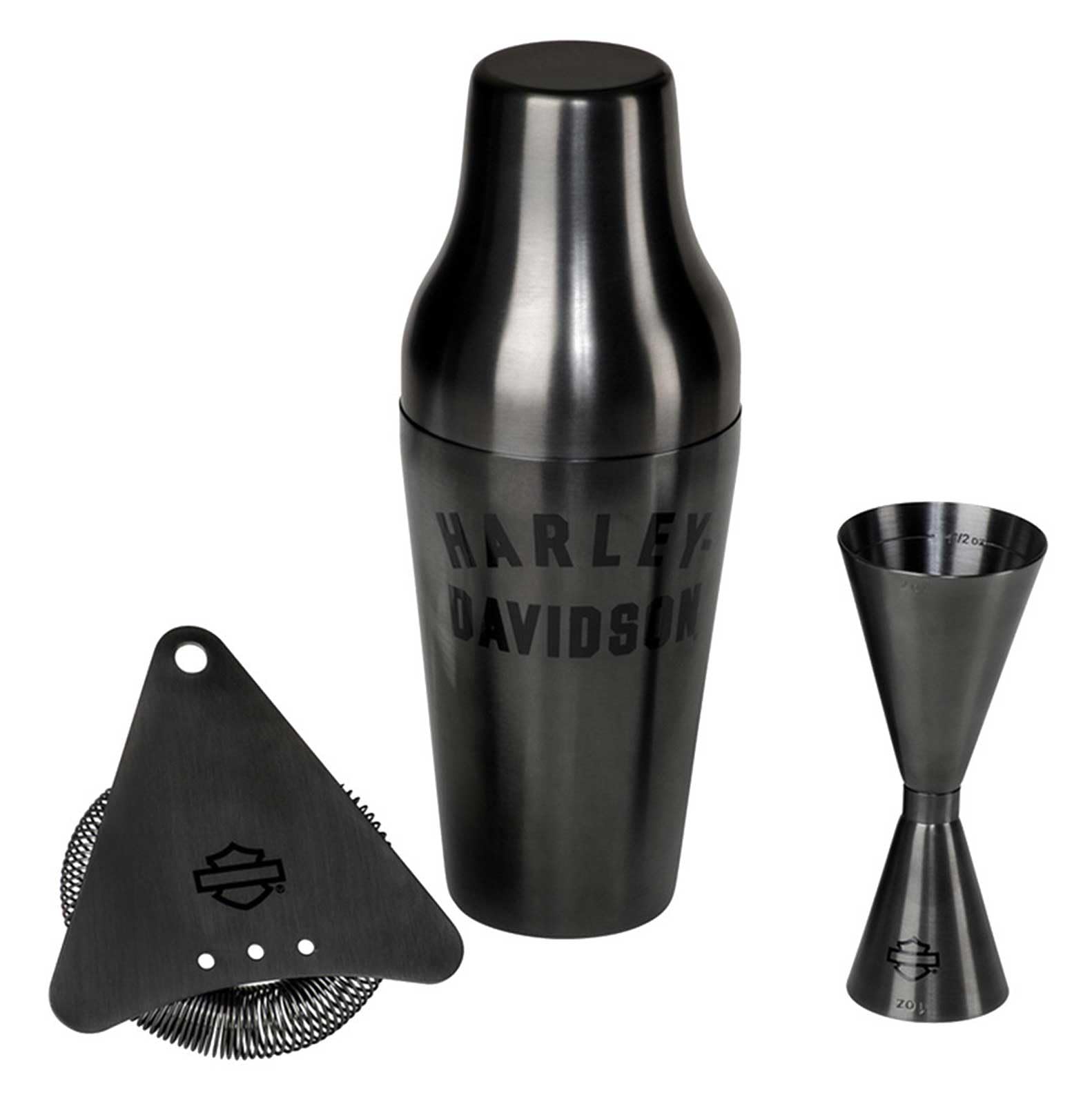 Harley-Davidson 16 oz. Matte Black Cocktail Shaker Set, Stainless Steel