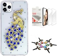 Vista 9 de STENES Sparkle - Carcasa para iPhone 12 (2 unidades), diseño de hojas de leopardo y brillantes, color champán