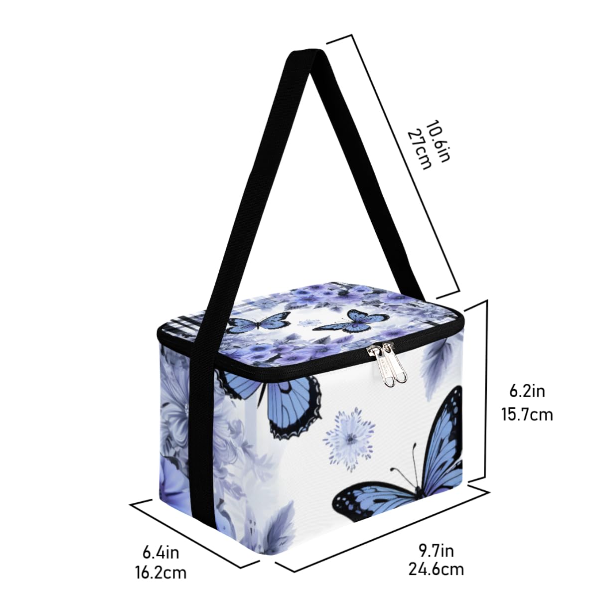 GzLeyigou Lunch Bags for Women Men 9 Cans,Butterfly Hot & Cold Food Delivery Bag Insulated Grocery Bag Insulated Lunch Box Purple Butterfly Cooler Bag for Office Work Picnic Beach