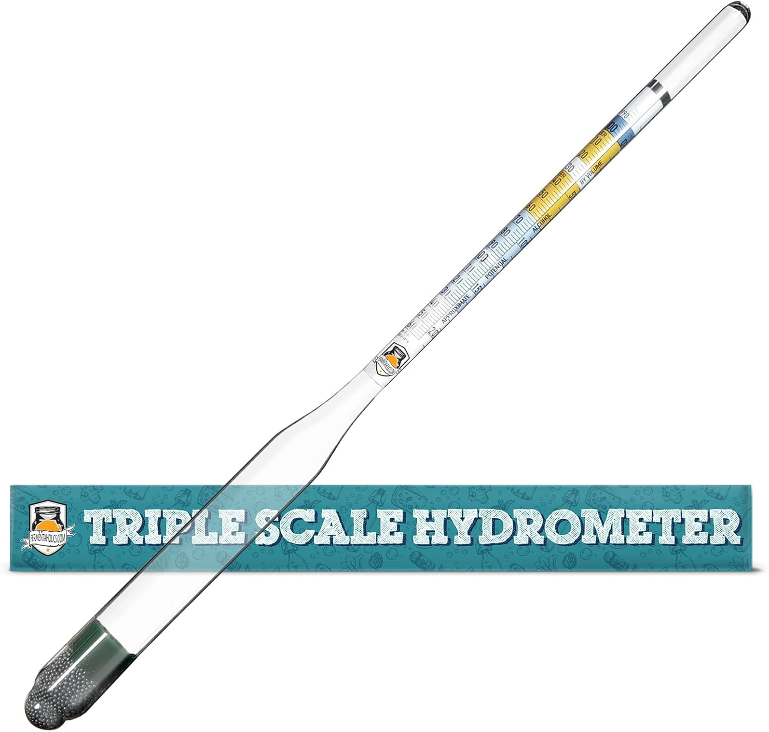 Fermentaholics Triple Scale Hydrometer for Homebrew: Measure ABV, Specific Gravity, Brix & Potential Alcohol in Beer, Wine, Mead, Cider