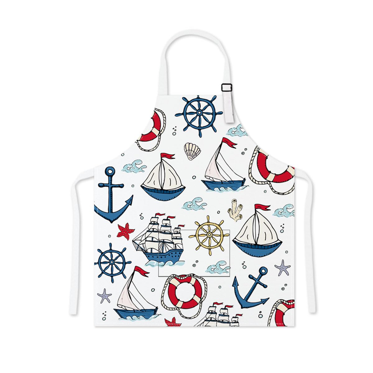 Winsation Boat Adult Apron with Pocket, Adjustable Women Men Apron for Cooking Baking Painting Gardening, Cute Gifts for Couple — image 1