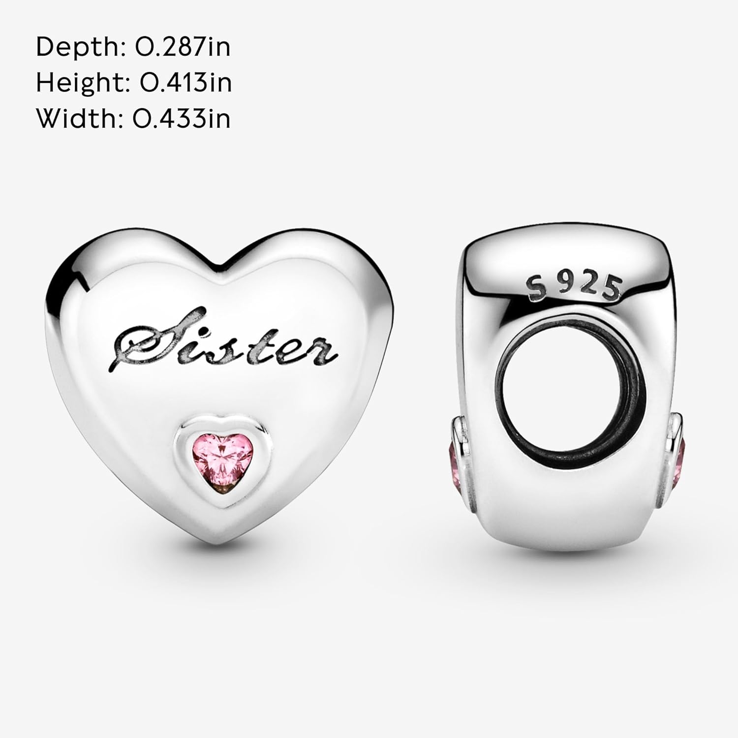 PANDORA Sister's Love Charm - Compatible Moments - Jewelry for Women - Sterling Silver Bracelet Charm with Cubic Zirconia - Gift with Gift Box - Image 6