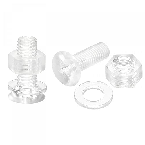 uxcell Tornillos de máquina Phillips de plástico M8 x 0.984 in con tuercas y arandelas planas, pernos de máquina de cabeza plana de PC