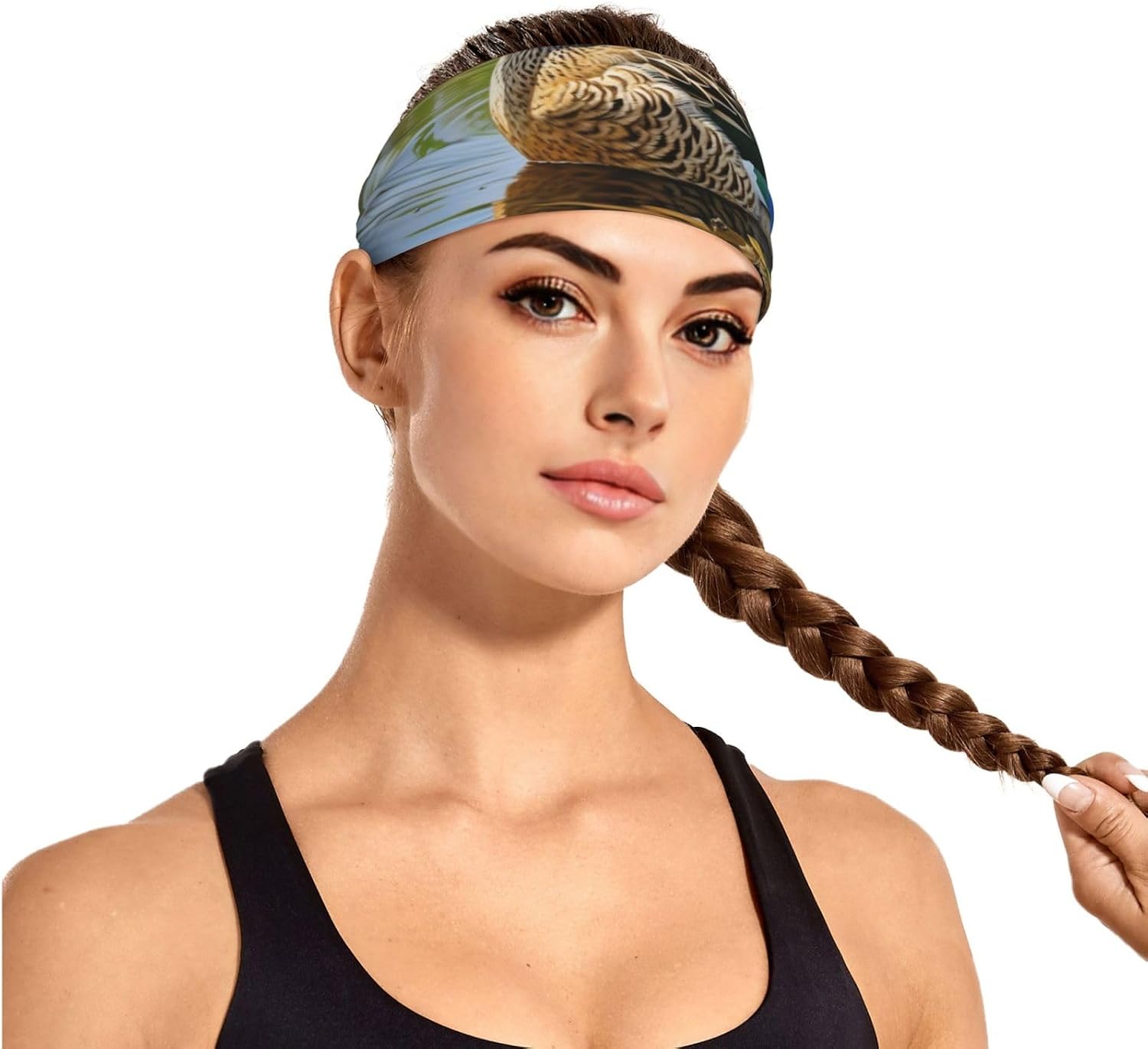 Sports Head Tie Workout Headbands Non Slip Sport Sweatbands Yoga Hairbands for Travel Fitness Athletic Moisture Wicking - Mallard Duck