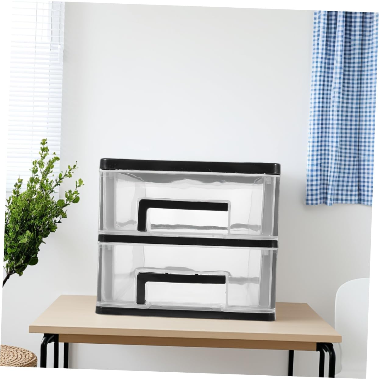 Organizador Pequeño Transparente de Escritorio con Cajones, Plástico, 2