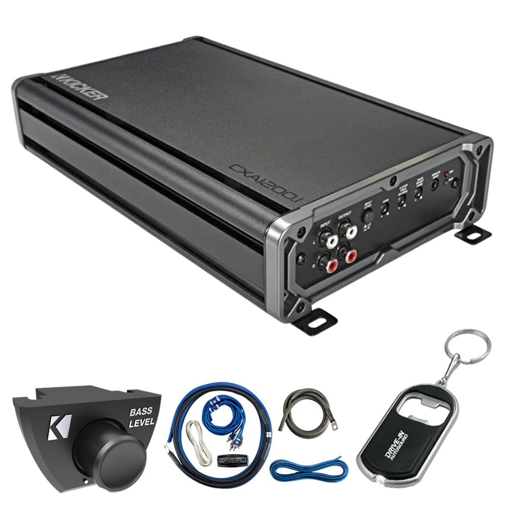 KICKER CX Series 46CXA12001T Mono Subwoofer Amplifier w/ 46CK4 Amp Wiring Kit & 46CXARCT Dash Mount Wired Remote and DIAS Keychain