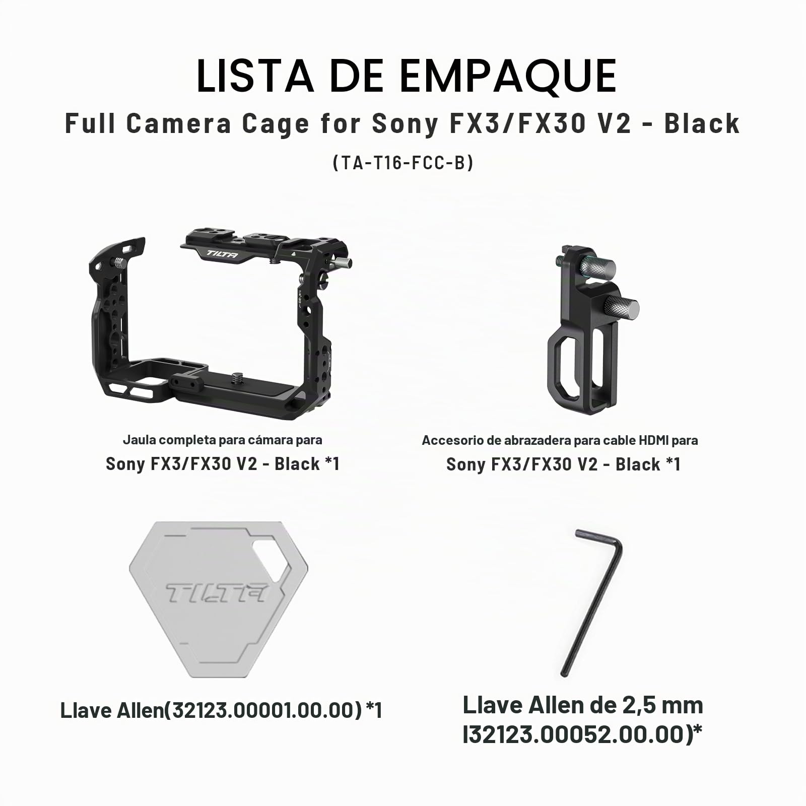 TILTA FX3 FX30 Jaula Compatible con Sony FX3 FX30, Jaula de la cámara Completa con HDMI Cable Clamp Attachment - Negro TA-T16-FCC-B