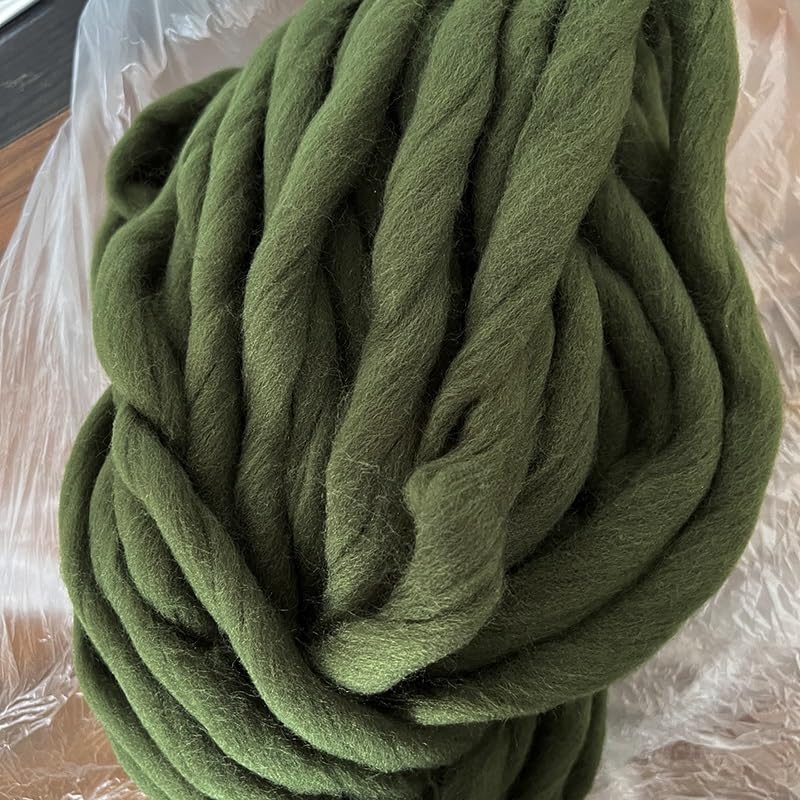 Lana de 250 g de hilo súper grueso de fieltro de lana se utiliza para tejer a mara tejer a mano, hilar y mantener el calor en invierno. Lana de crochet (color: verde militar) (gris claro 21)