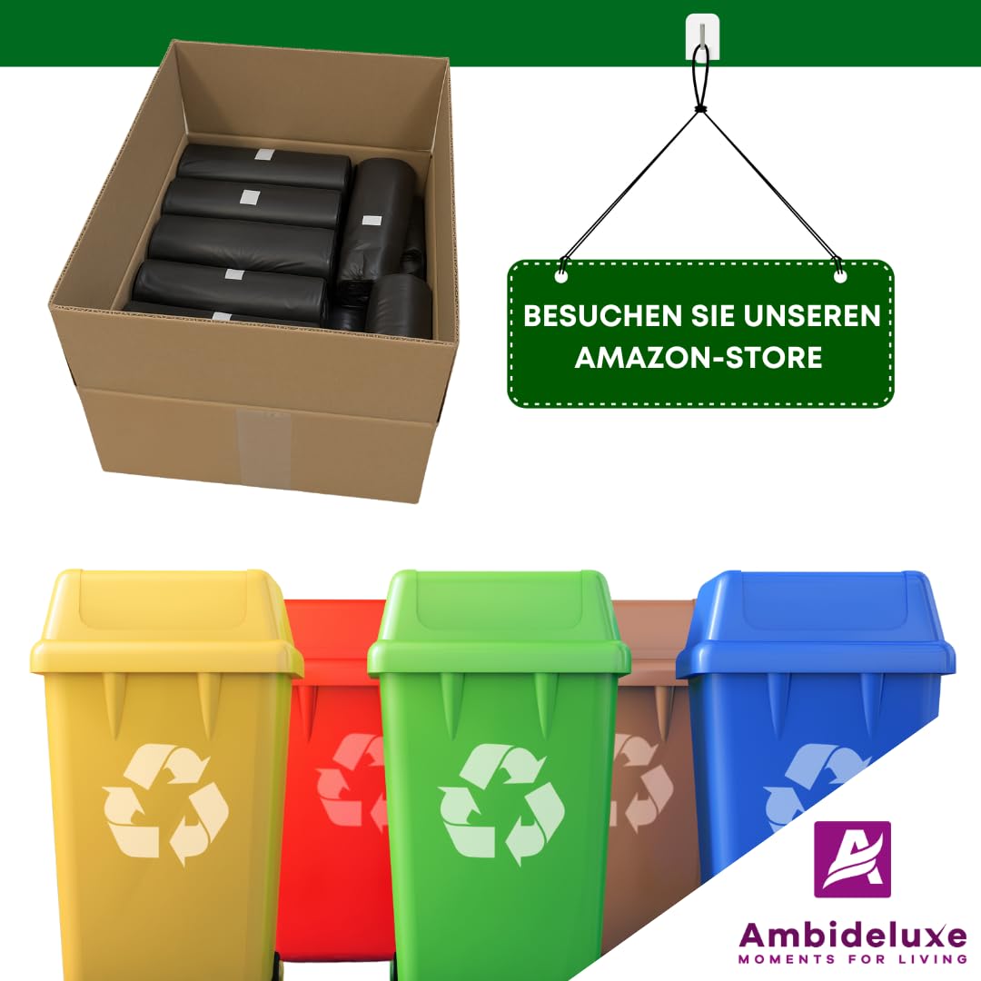Bolsas de basura extrafuertes, 240 L, 12 rollos, bolsas de basura resistentes para el hogar, jardín y comercio, resistentes a roturas y perforaciones, gran capacidad