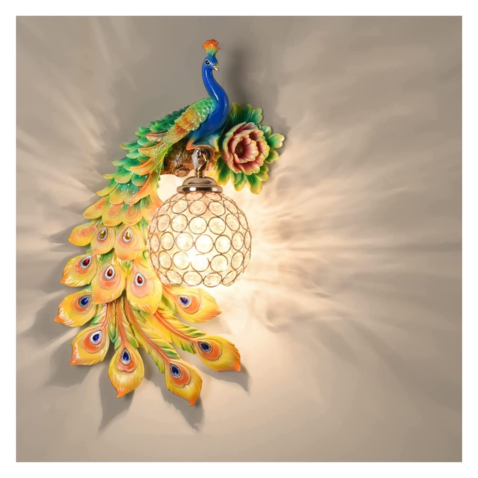 ZTCHSENZT Wall Lamp Light Peacock Creative Living Room TV Background Wall Decoration Modern Bedroom Bedside Staircase Lighting Wall Light,Gray