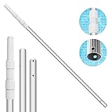HEVOL Teleskopstange Pool, Stange zur Poolreinigung 3-Teilig mit Power Grip, Einstellbar von 1,7m bis 4,7m