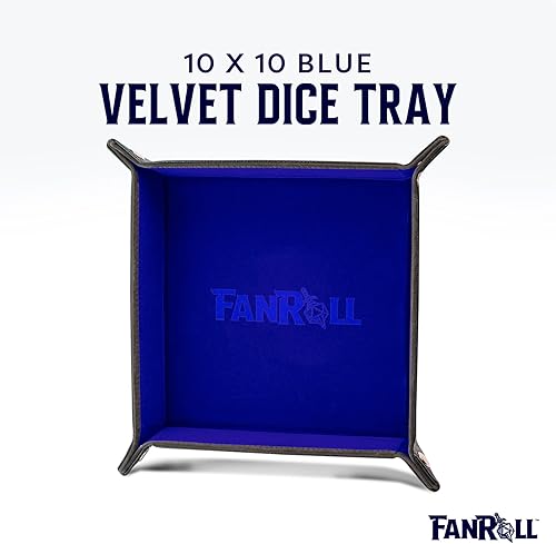Miniatura 2 de FanRoll de Metallic Dice Games - Bandeja plegable de terciopelo para dados con respaldo de piel sintética azul, juego de rol, accesorios de dados