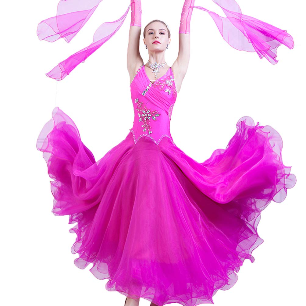 B,S, Abiti da Ballo da Sala Professionali Gonna Standard Nazionale Flamenco Cavo Costumi da Competizione Valzer Tinta Unita Abbigliamento da Spettacolo Moderno Elegante